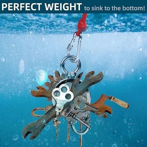 Double Sided Fishing Magnets Kit, Strong 1300Lbs Pulling 2.95" Fishing Magnet - Picture 2 of 5